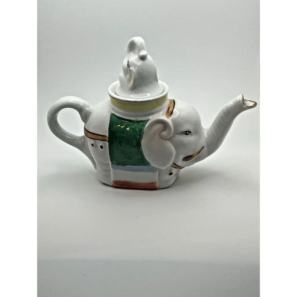 Vintage Hand Painted Chinese Elephant Tea Pot Zhongguo‎ Zhi Zao 8